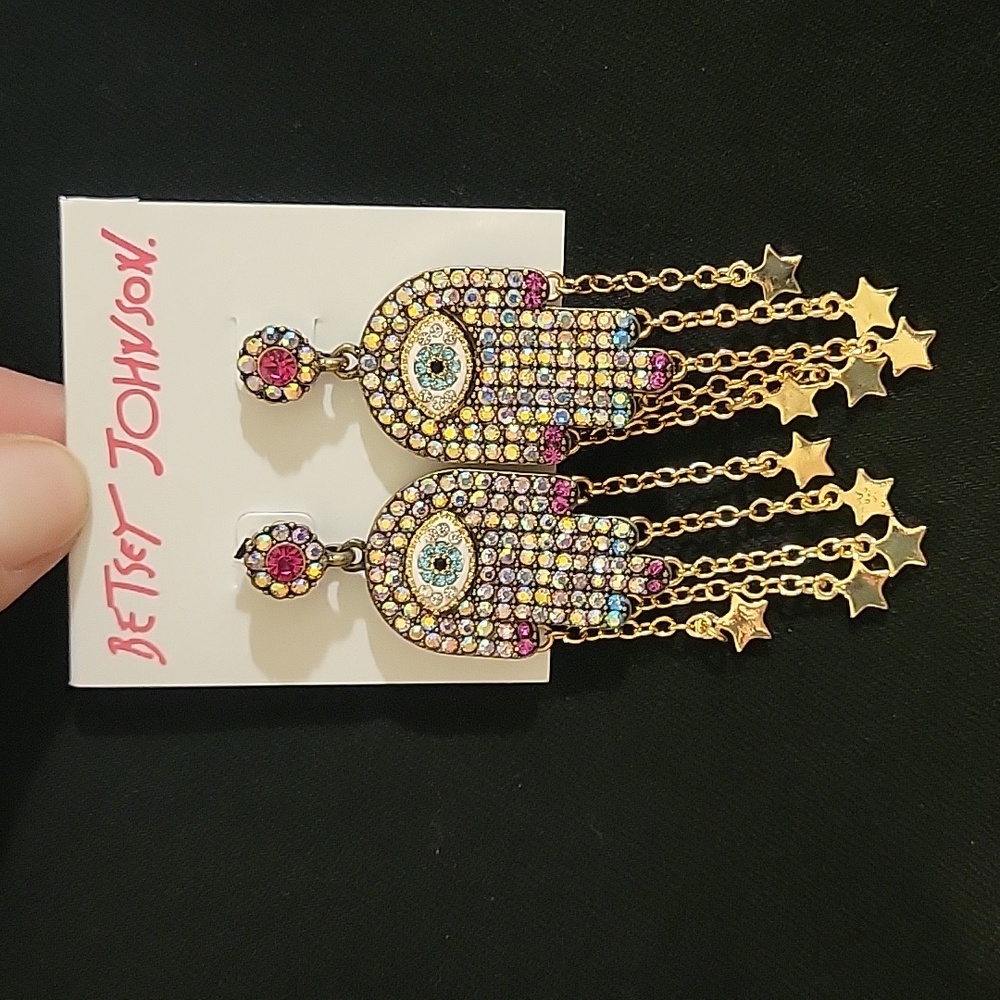 Betsey Johnson NWT star and hand earrings